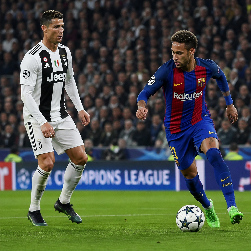 Ronaldo getting beat by Neymar jr in the 2018 champions league