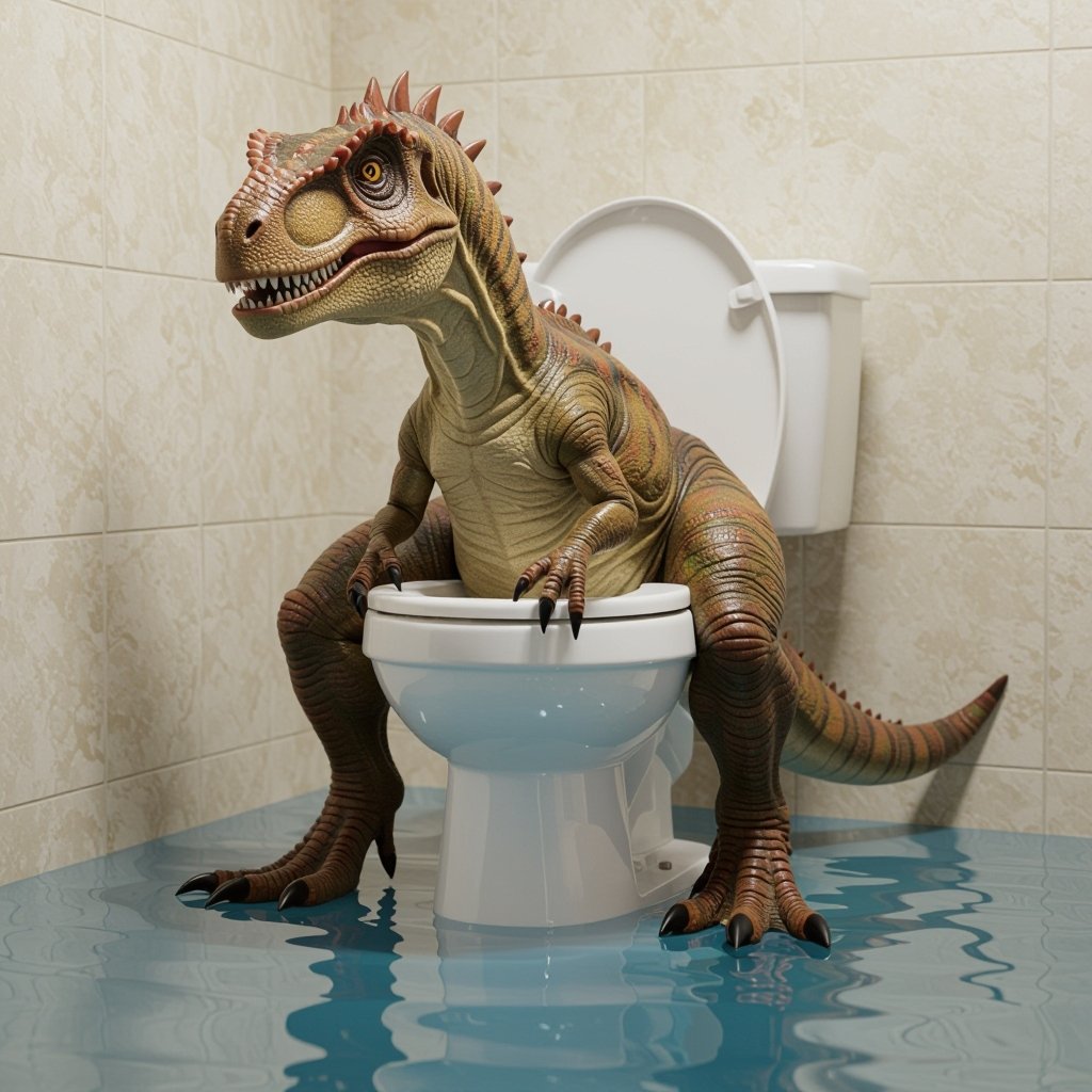Dinosaurus sit in the toiled