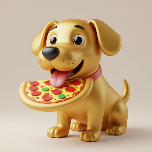 Gold big dog with pizza head
