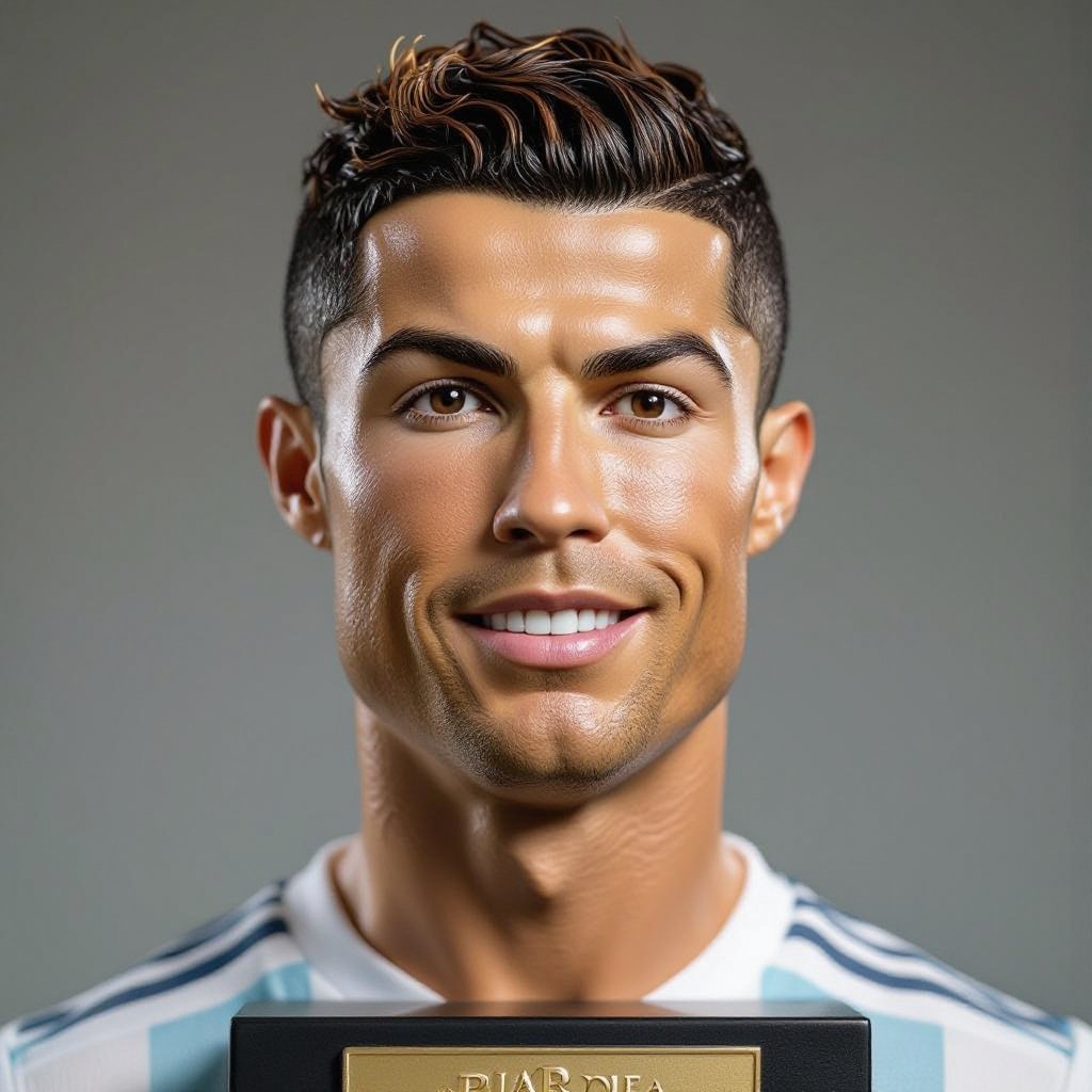 Faça um troféu com cara do Cristiano Ronaldo e pernas 