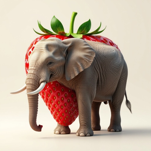 Un elefante fuso a una fragola