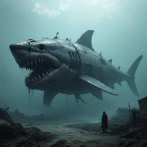 Megalodonte fatto di metallo