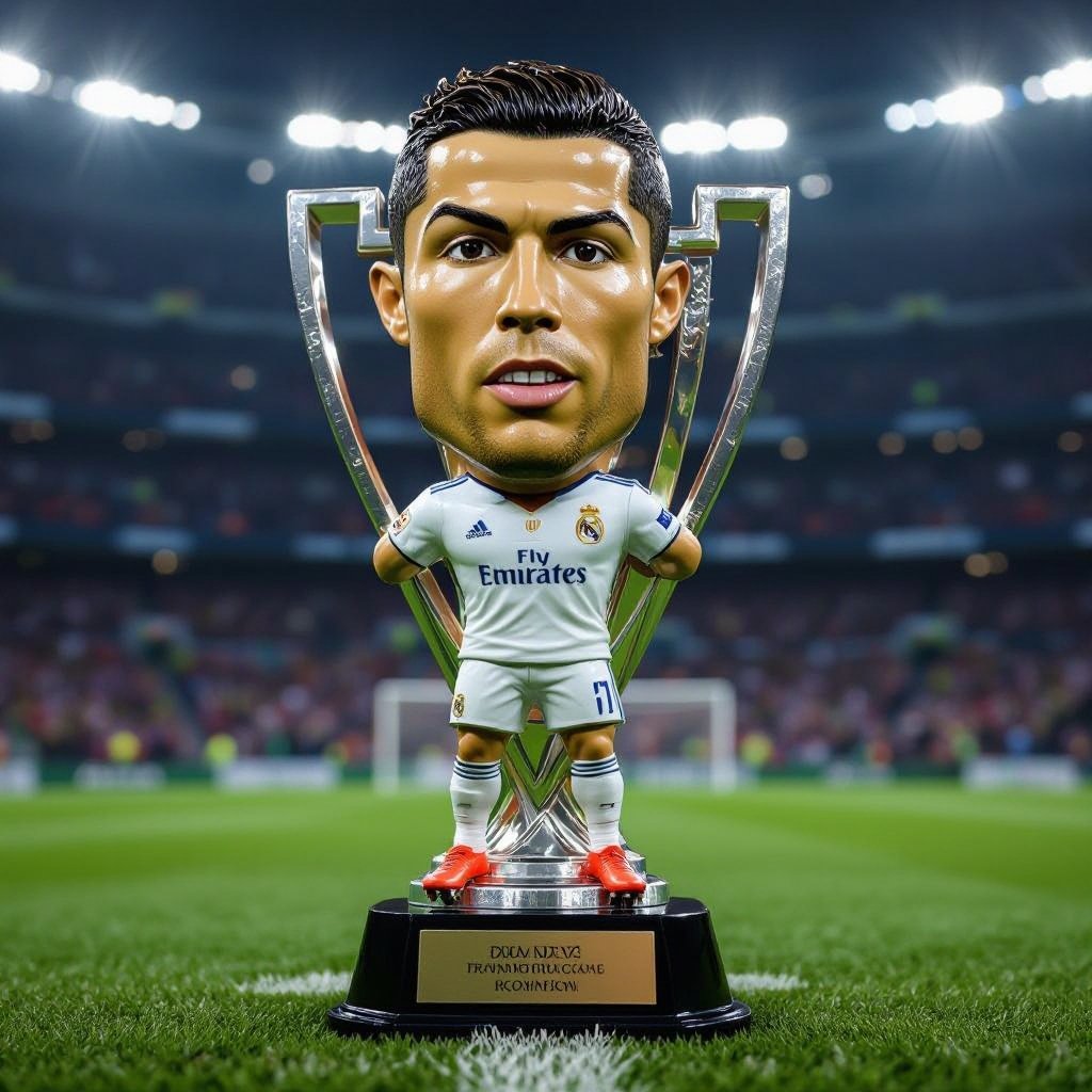 Faça um troféu com cara do Cristiano Ronaldo e pernas 