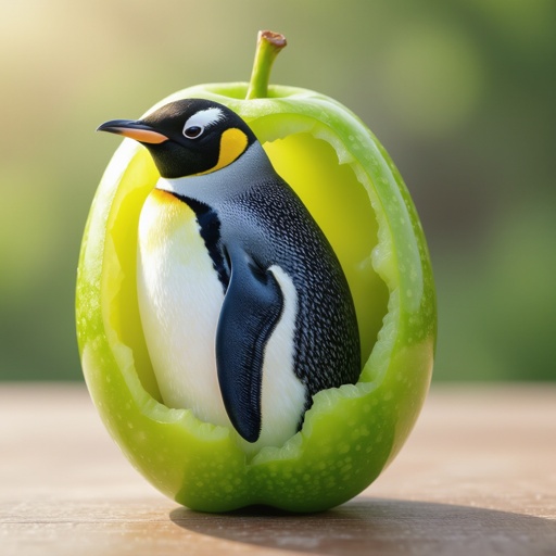 A penguin in a grape