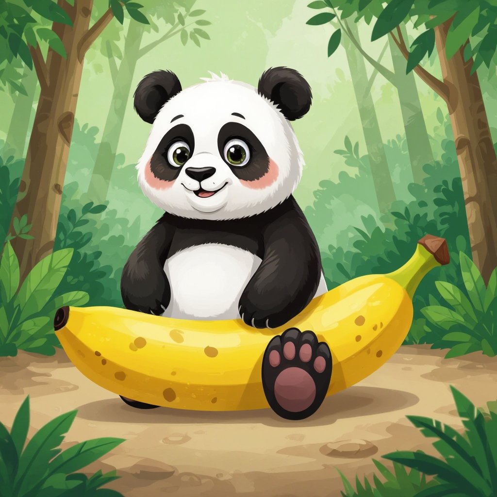Panda banana body  2 panda leg in jungle
