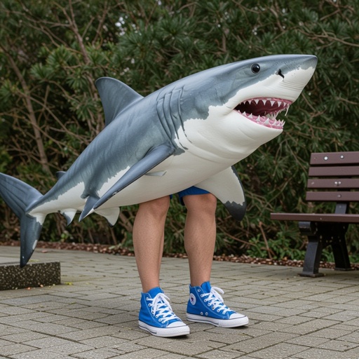 Shark 3 human leg wear 3blue shoes