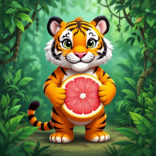 Tiger with grapefruit body 4 tiger leg in jungle