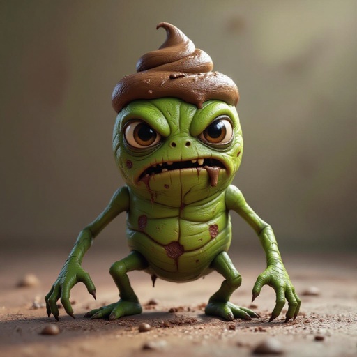 Un creeper con una cacca in testa, le gambe storte