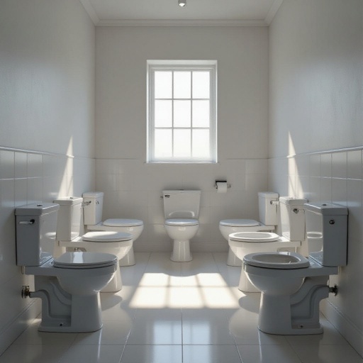 67 toileti in a White room