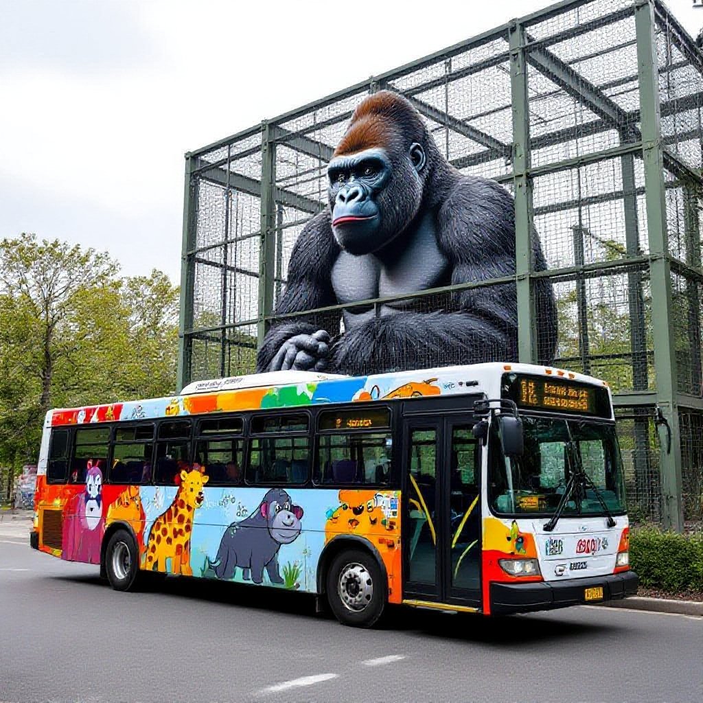 A bus containing the zoo's gorilla enclosure