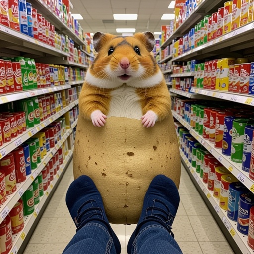 Hamster potato body 2 human feet in store