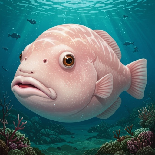 Blobfish with nose deep into sea