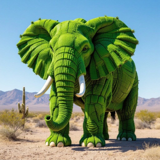 Create an elephant that has a cactus for its body but still looks like an elephant