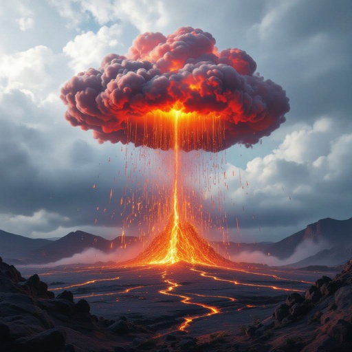 Uma nuvem que chove lava