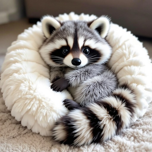 Raccon mixed with a pillow