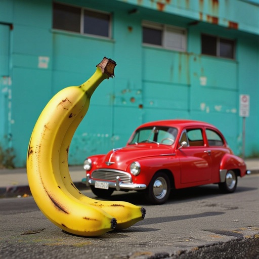 Struzzo banana con una machina