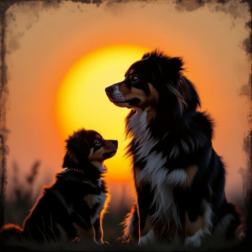A dog merged with the sun