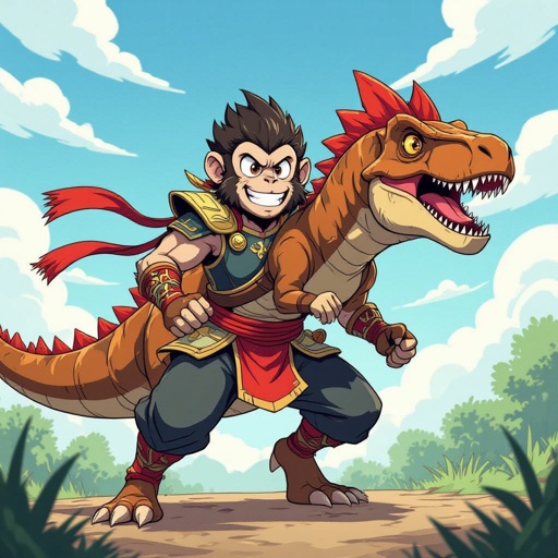Wukong l’eroe delle scimmie fuso con un spino sauro