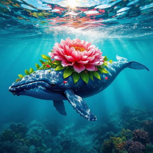 Balena con il corpo di un Fiore