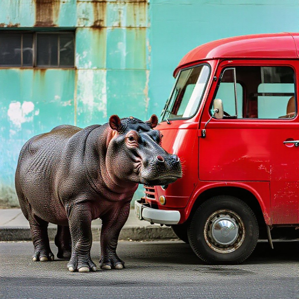 The hippo mix with a van