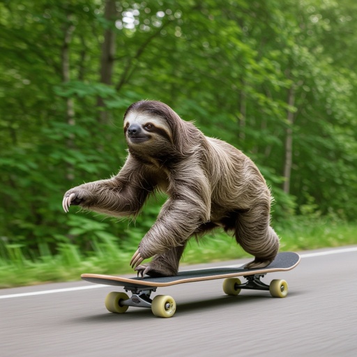 Sloth running on a skate