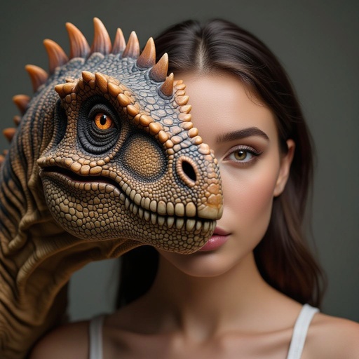 Dinosaurus met Wenda hoofd