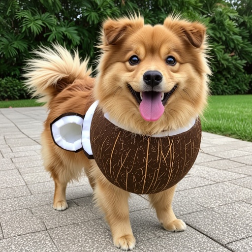 Dog with a coconut body 