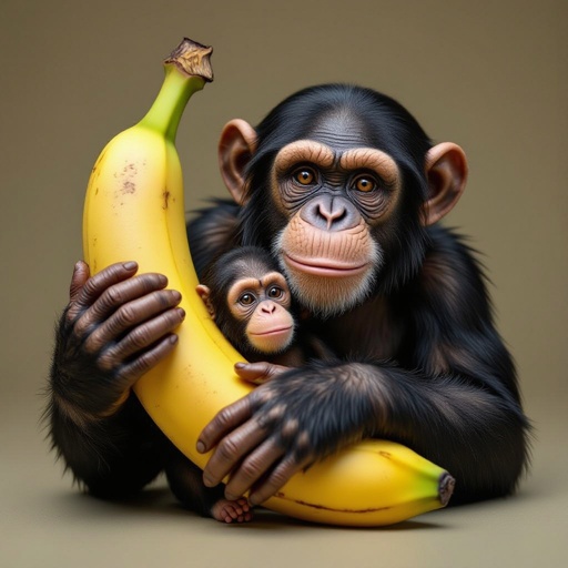 A banana holding a chimpanzee