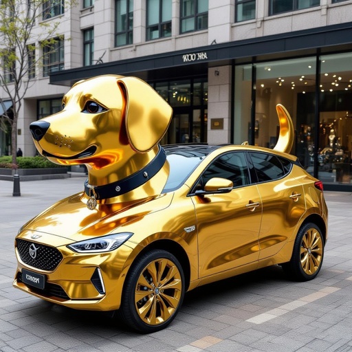 Um carro cachorro golden 