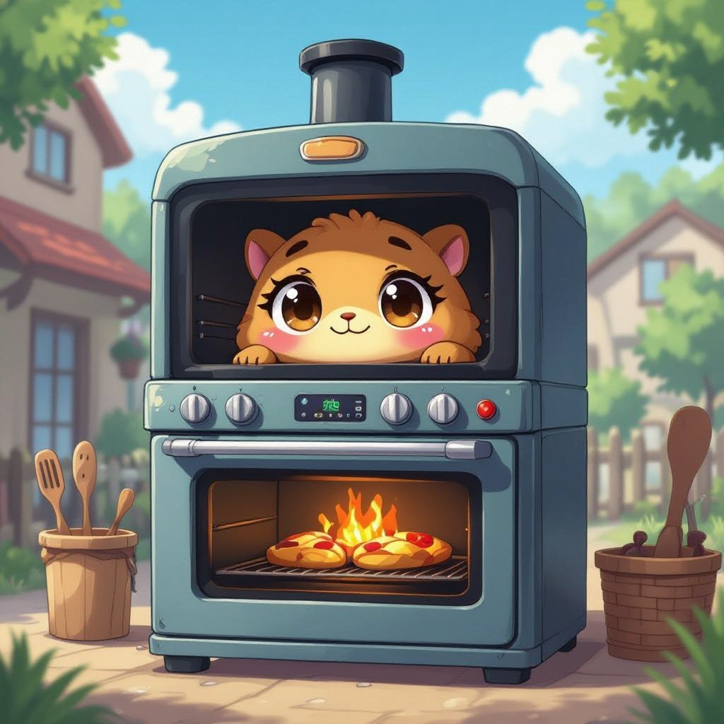 A oven mixed with a camel