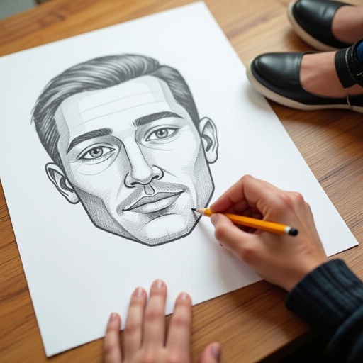 Pencil with human face 2 human foot in class