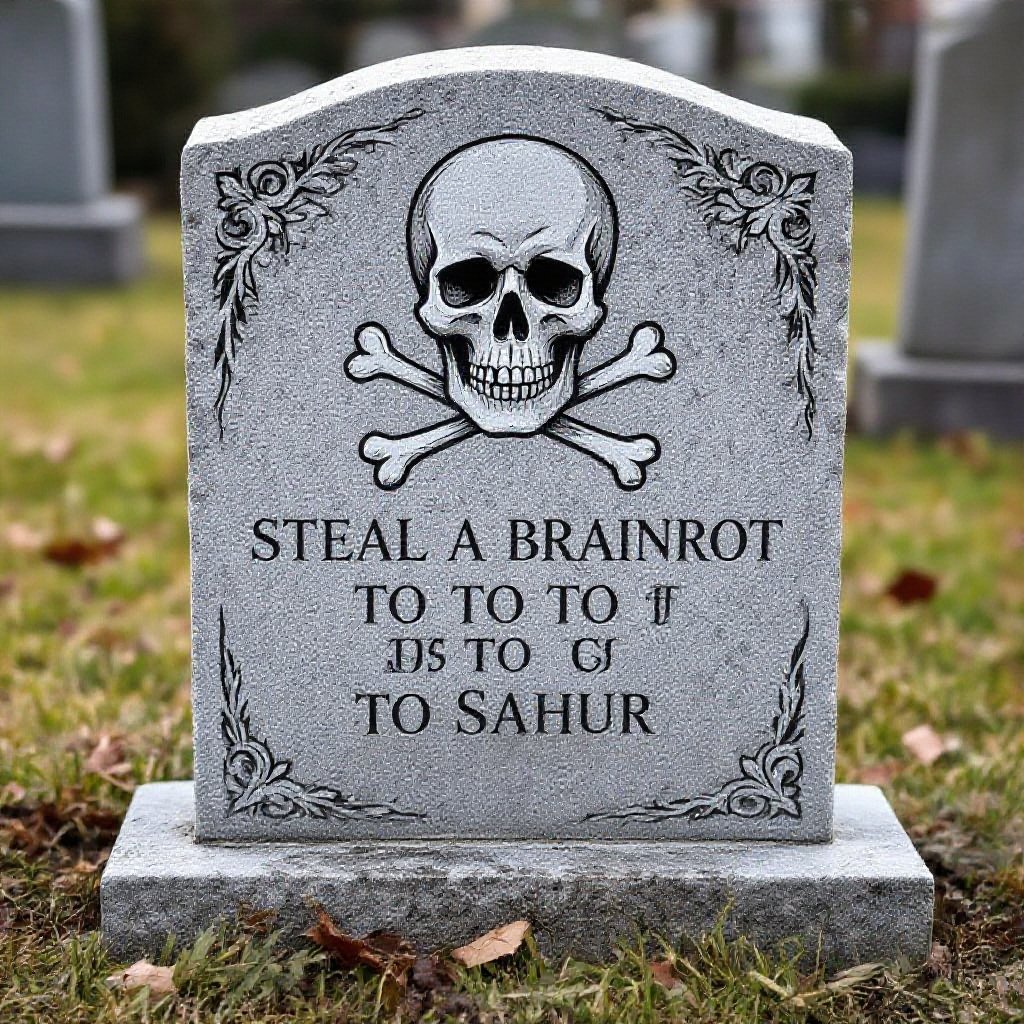 Make a grave with a steal a brainrot to to to sahur on it