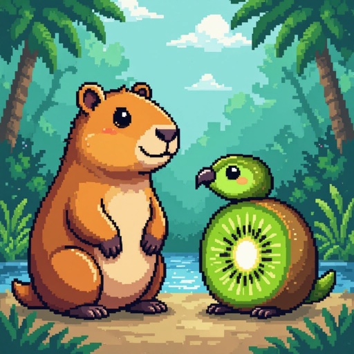 A capybara and a Kiwi