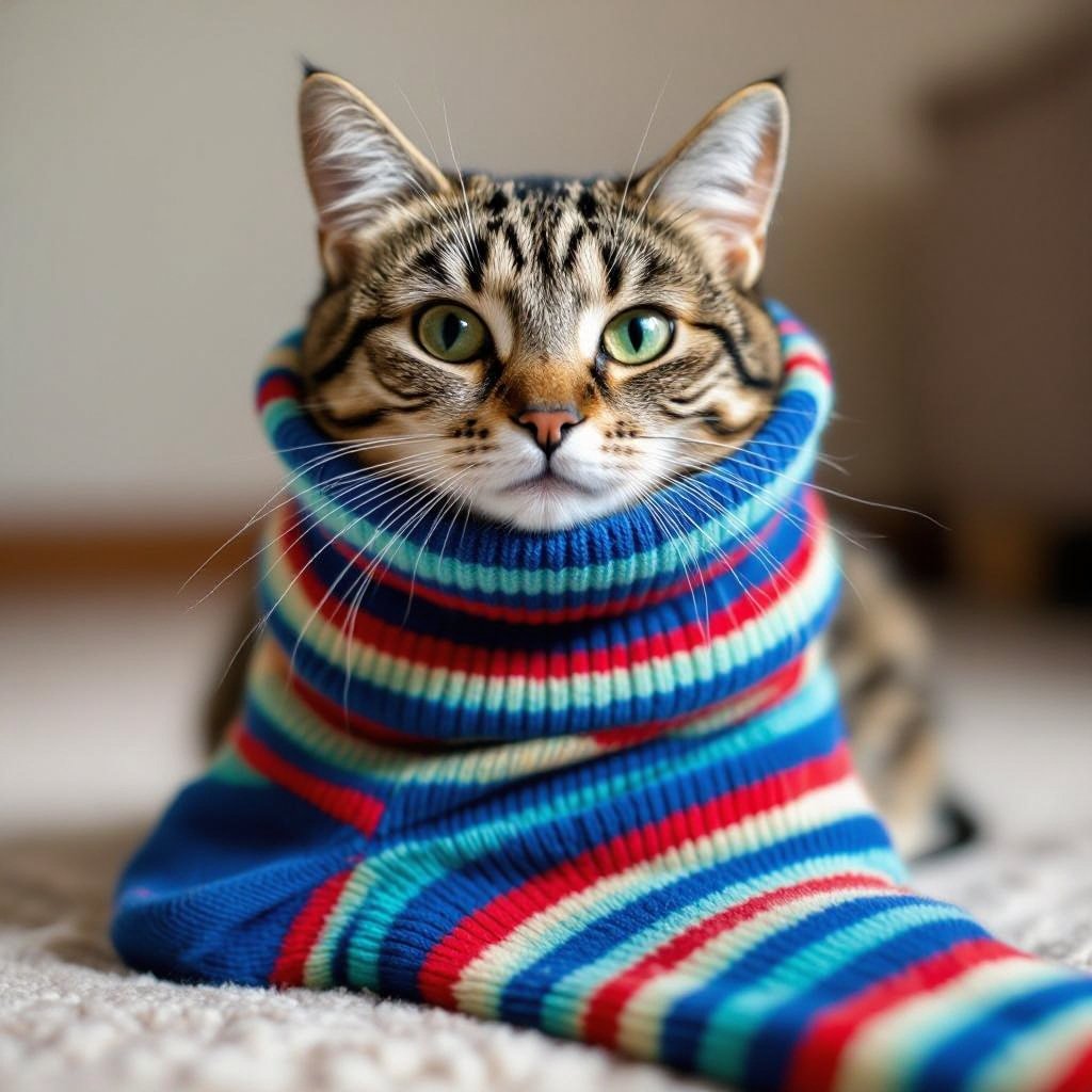 Un gatto dentro un calzino