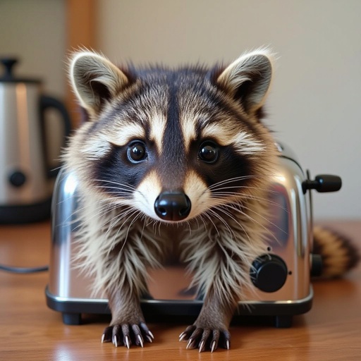 Make a raccoon mixed with a toaster