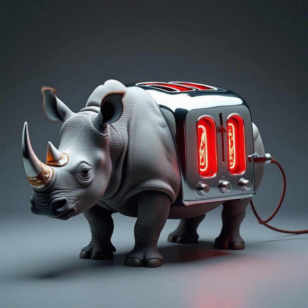 A rhino combined with a toaster