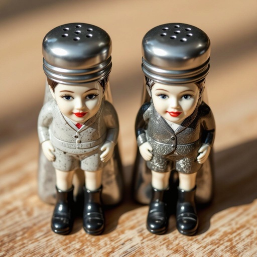 Salt and pepper with legs and faces