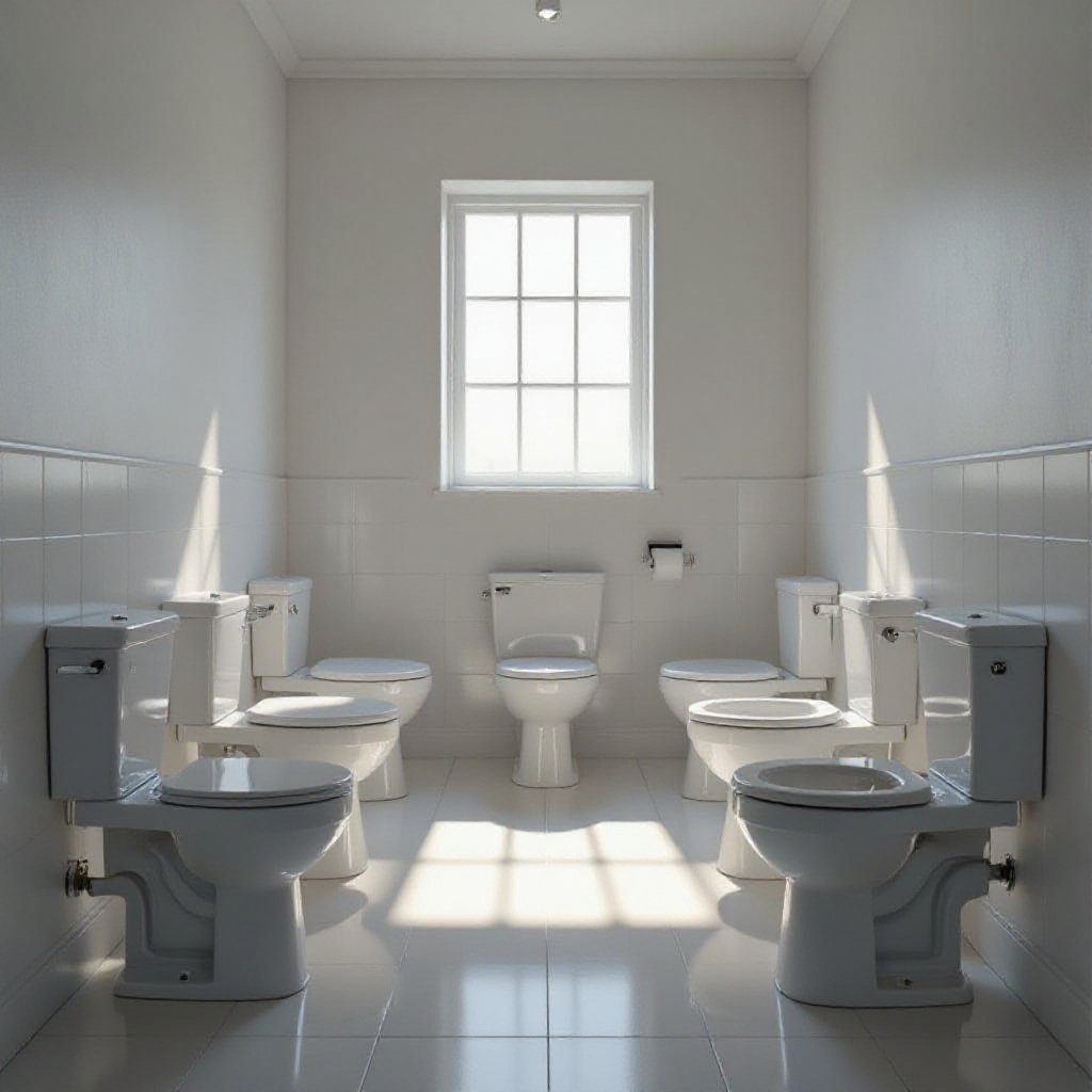 67 toileti in a White room