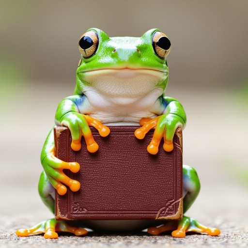 A frog that has a body as a book