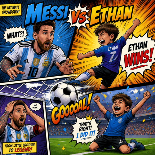 Messi versus my little brother Ethan and Ethan wins