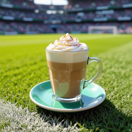 Un cappuccino che danza tranquillamente in un campo di calcio