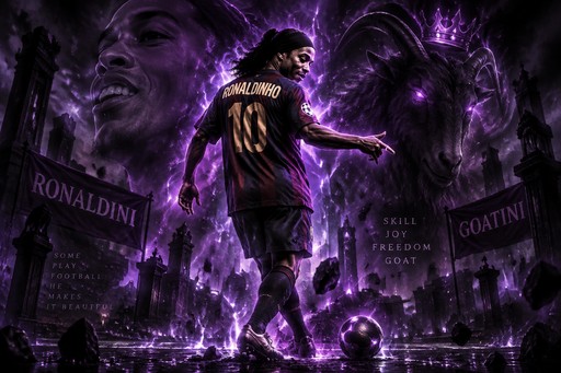 Purple football collage of a player in a number 10 jersey amid glowing effects and text
