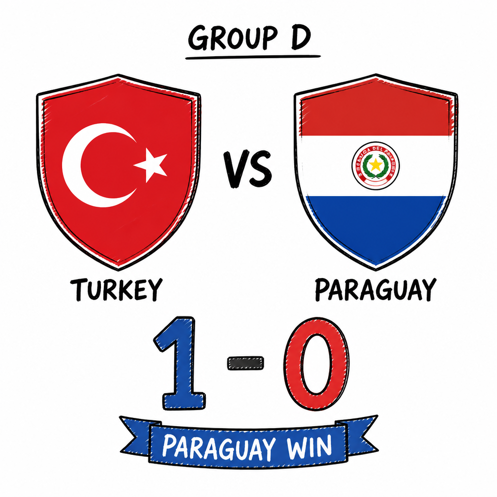 Turkey yay versus Paraguay group D 1-0 Paraguay winning