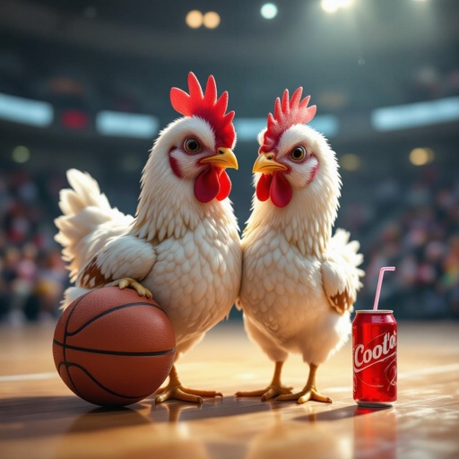 A basketball eating chicken and drinking cool aid