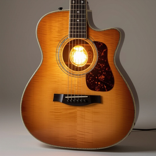 Guitar mixed with a lamp realistic