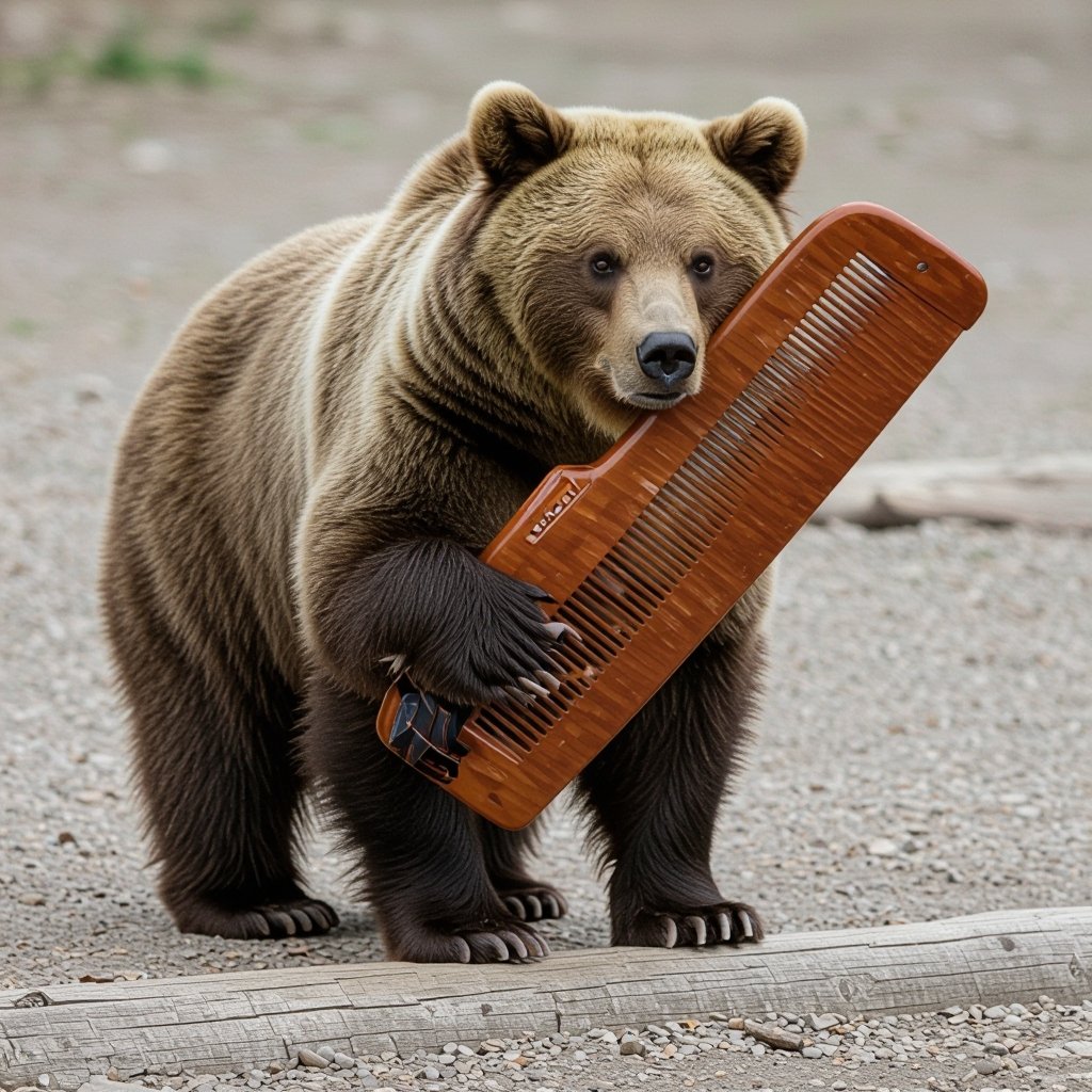 A comb mixed with a bear