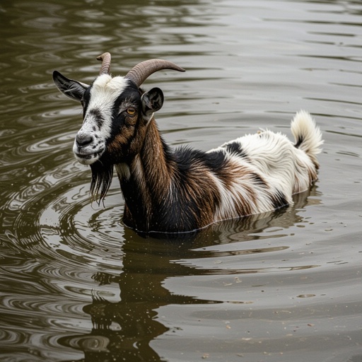 Goat worn body in pond