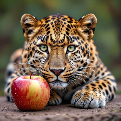 Leopard and apple