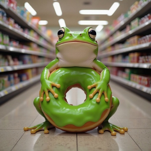 Frog donut body 2 human leg in store