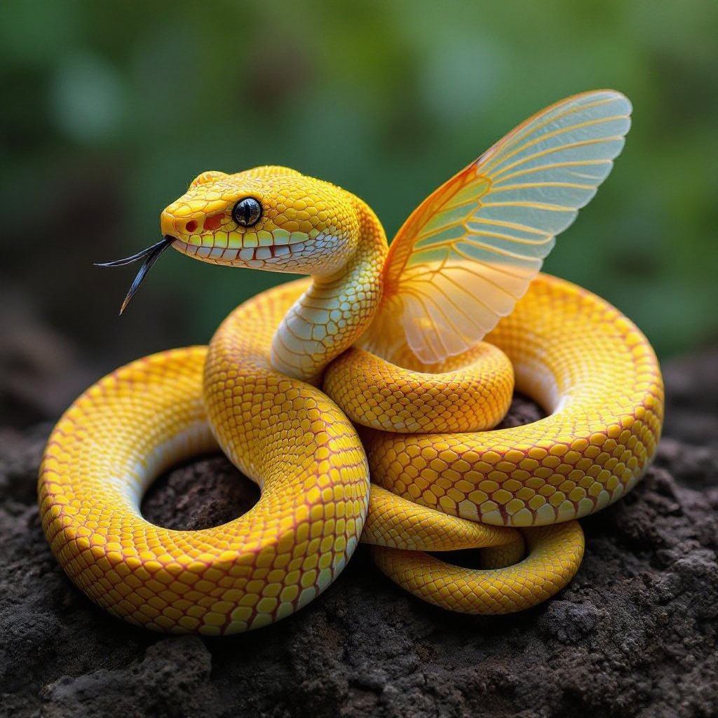 Yellow snake with wings